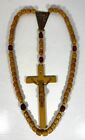 Vintage Holy Ghost Missions Large 35" Wall Rosary Wood Beads w/8" Crucifix