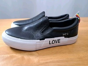 Mark Nason Love & Peace Black Leather Slip On Sneakers Men's 9.5 Pride NWT - Picture 1 of 9