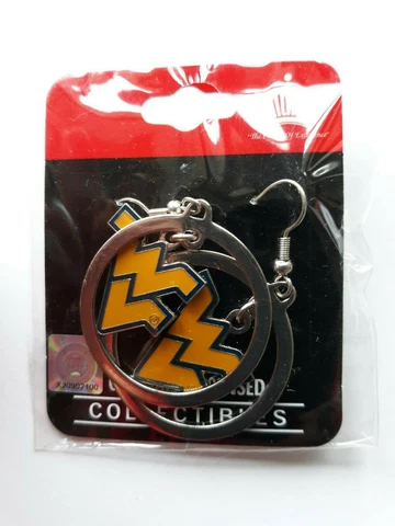 pair of West Virginia Mountaineers logo loop earrings pierced...NEW Cover