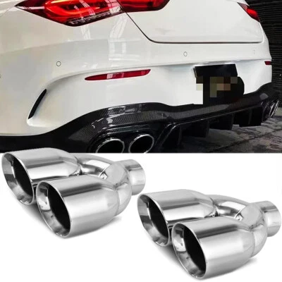 Tubo de escape 2 piezas 2,5" entrada 3,5" doble salida cuádruple para Mercedes Benz C250 C300 Foto 1 de 4