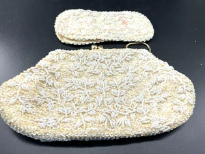 Vintage La Regale Handmade Beaded Sequined Evening Bag W/Chain & Eye Glass Case - Picture 1 of 10