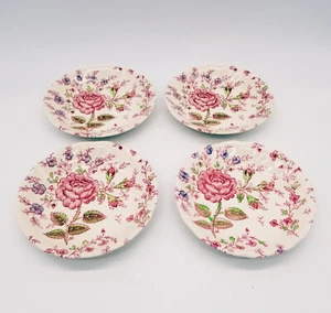 Set of 4 Vtg Johnson Brothers Rose Chintz 5-1/2" Saucers -  Green Mark - Picture 1 of 13