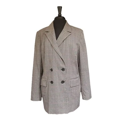 Trouvé 女式西装外套 XL 码格子格子双排扣口袋 — 第 1/4 张图片