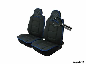 Pour BMW Dacia Toyota Housses Siège Noir Avant Couture Bleue En Tissu et Cuir - Afbeelding 1 van 3