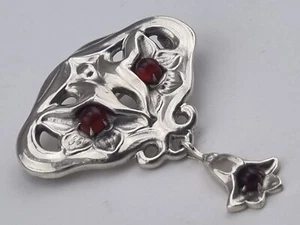 Broche Art Nouveau plata 830 floral antiguo Danske Skønvirkestil Dinamarca (ABP) - Imagen 1 de 8