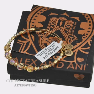 Auténtico Brazalete de Oro Brillante de Cristal Alex and Ani Glow ii con Cuentas de Swarovski - Imagen 1 de 1