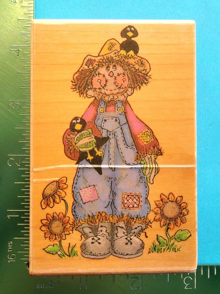 Sello de goma ESPANTAPÁJAROS con CUERVOS GIRASOLES por Stamp Affair #1 Foto 1 de 2