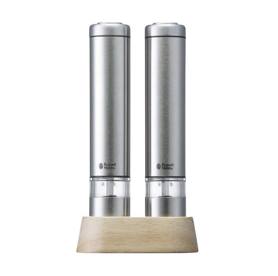 Russell Hobbs Molino Eléctrico Sal y Pimienta Juego de 2 Piezas 7933JP Japón Plata Foto 1 de 4