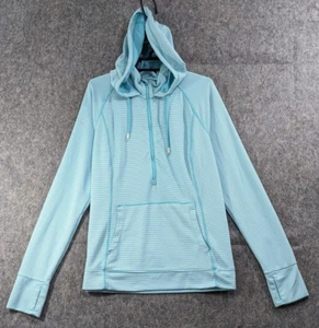 Tangerine Hoodie Womens Extra Large Blue White Stripe Knit 1/2 Zip Pullover - Picture 1 of 15