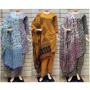 Indian Pakistani Women Printed Cotton Suit Dress, Stitched Shalwar Kameez Salwar