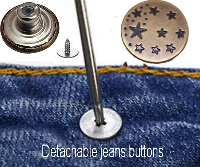 17mm detachable jeans button Screw on no-sew Repair Denim Jackets Bronze - Image 1 of 4