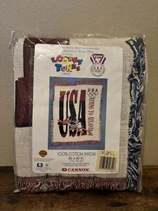 Team USA Olympics Looney Tunes Oversized Throw Blanket 46 x 60 Athens To Atlanta - Picture 1 of 2