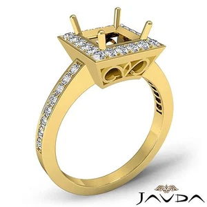 Princess Diamond Semi Mount Halo Filigree Engagement Ring 14k Yellow Gold 0.38Ct - Picture 1 of 6