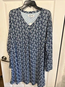 Karen Neuburger Encore Gown Night Shirt Sz 1X Sleepwear Long Sleeve NWT Blue - Picture 1 of 2