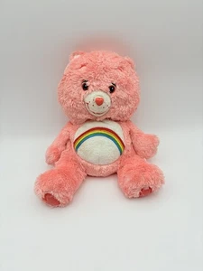 Vintage Care Bears Floppy Plush Cheer Bear Pink Rainbow Belly Badge 2002 - 12” - Picture 1 of 10