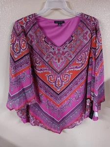 Rosa Paisley 3/4 Arm Top. Neu mit Etikett. 2X. Sara Michelle. - Bild 1 von 9