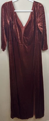 Vestido Madre de Novia Talla 22 Terciopelo Naranja Óxido Renacimiento Capricho Baile de graduación Nuevo con Etiquetas Foto 1 de 4