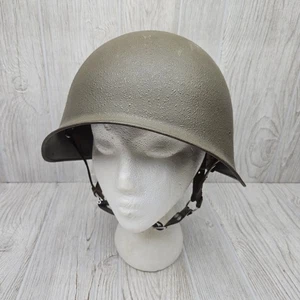 Vintage Swiss Army M71 Steel Helmet Size 57-58 Leather Liner Chinstrap Militar - Picture 1 of 16