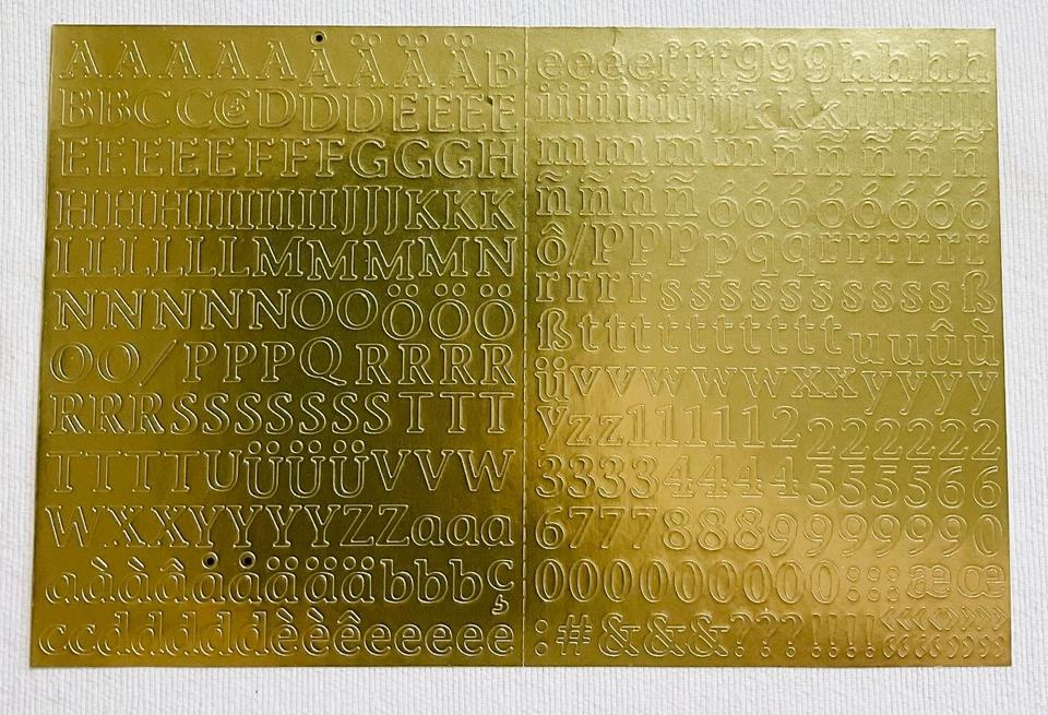 Creative Memories ABC/123 MINI PEPITA DORADA LETRAS ELEGANTES NÚMEROS 1 hoja NUEVO Foto 1 de 1