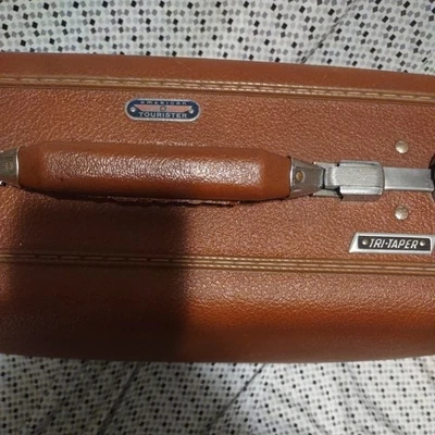Vintage American Tourister Suitcase Brown Briefcase Travel Office Unlocked - Image 1 of 4