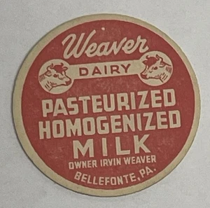 Tappo bottiglia latte vintage WEAVER DAIRY, Bellefonte, Pennsylvania - Foto 1 di 2
