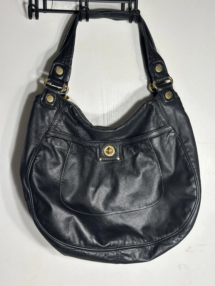 Marc by Marc Jacobs Black Leather Hobo Shoulder Hand bag Turn Lock Purse Y2K VTG - Image 1 of 4