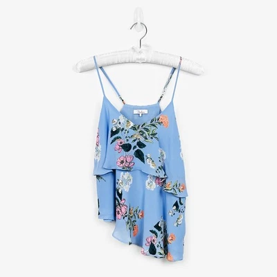 Parker Floral Cami Talla S Azul Asimétrico En Niveles Fluido Boho Suave Niña Verano Foto 1 de 4
