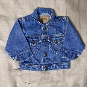 Vintage Little Levis Denim Jacket Orange Tab 18 Months made in usa - Picture 1 of 6