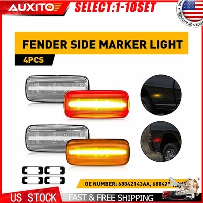 LED Side Marker Lights Clear Lens For 2010-2018 Dodge Ram 2500 3500 Dually 4-20X - Image 1 of 4