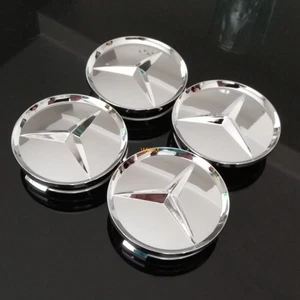  Chrom Nabendeckel Radkappen Nabenkappen Zierblenden Abdeckung 75mm Für Mercedes - Picture 1 of 3