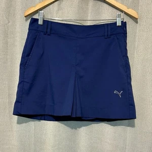 Puma Golf Tennis Women Navy Pockets Athletic Back Slit Skort Skirt Size 4 Preppy - Picture 1 of 4