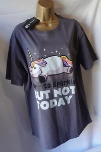 Ladies size S shein t shirt grey with unicorn & joke logo - Picture 1 of 10