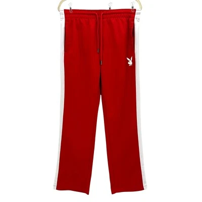 Playboy By Pacsun Mens Medium Bunny Red Striped Track Pants - Image 1 of 4
