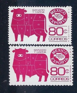 EXPORTA (2) 80c "Ganado-Toro" Tonos-Perfs SC#1113,13a-ex9,9a PPR #1 (E045) - Imagen 1 de 1