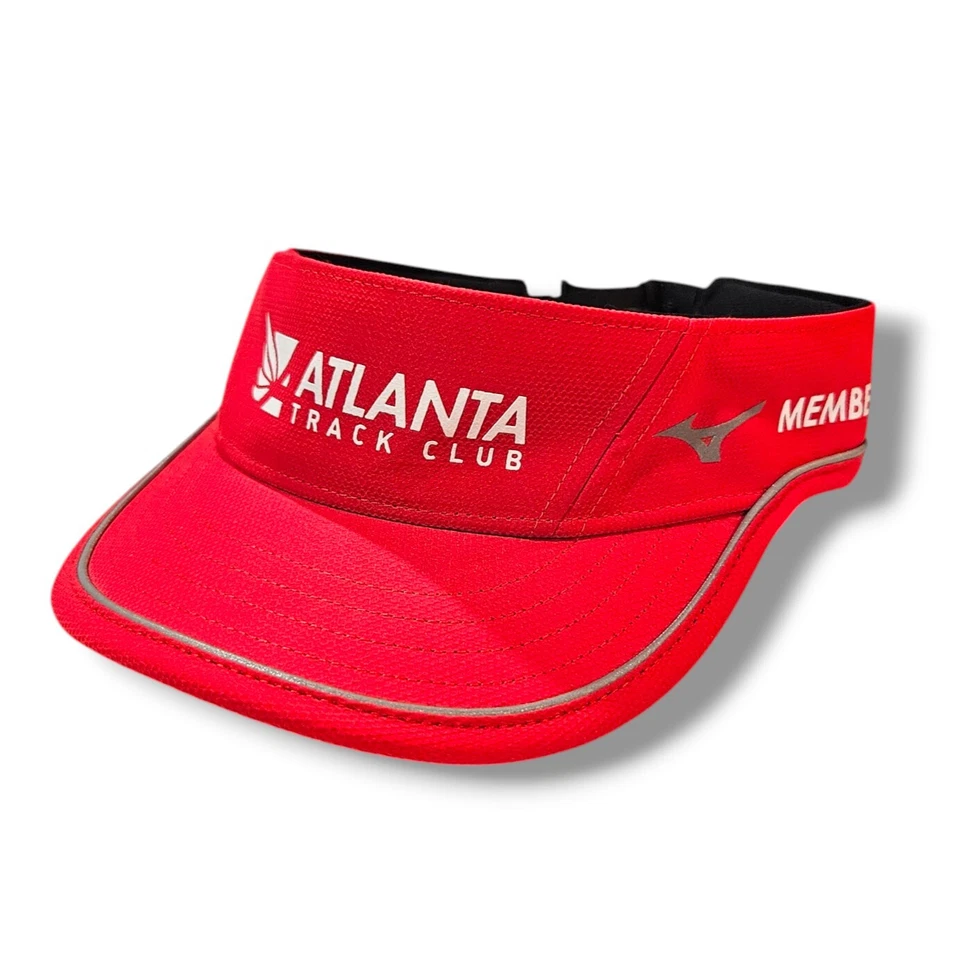 Nuevo con etiquetas Atlanta Track Club Member Mizuno visera roja ajustable correr golf humedad Foto 1 de 4