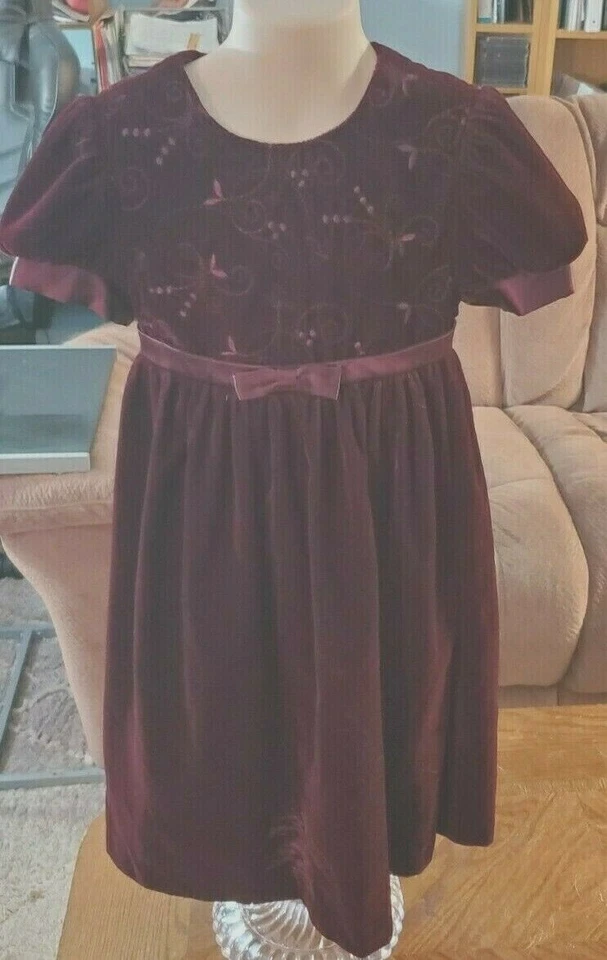 Jessica McClintock Girls Dress Velvet Feel Zipper & Tie Back Size 5(Pre-Owned) - Image 1 of 4