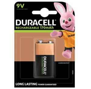 1 batteria 9V ricaricabile 170mAh 6HR61 9 VOLT DURACELL LONG LASTING POWER - Foto 1 di 1