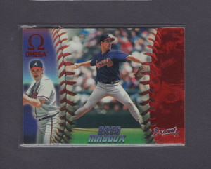 1998 PACIFIC OMEGA RUBY RED FOIL PARALLEL #23 GREG MADDUX BRAVES SP RETAIL ONLY
