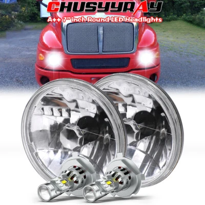 Par de faros LED redondos de 7" haz sellado alto y bajo para Kenworth T2000 1997-2011 Foto 1 de 4