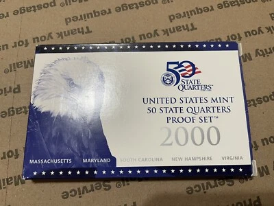 2000  S Clad State Proof Quarter Set Box/COA - Image 1 of 3
