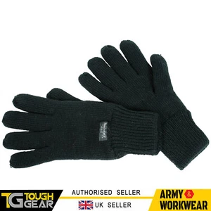 Thinsulate Lined Knitted Glove Black Elasticated Cuffs Hand Protection Warm - Picture 1 of 1