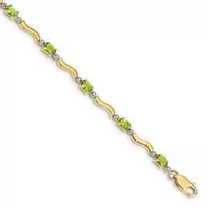 Lex & Lu 10k Yellow Gold Completed Fancy Diamond/Peridot Bracelet - Picture 1 of 3