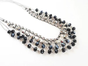 Inc Crystal Jet Quad Row Frontal Necklace - New - Picture 1 of 1
