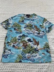 Polo Ralph Lauren Shirt Men XL Blue Japanese Seascape Eagle Pocket Classic Fit - Picture 1 of 10
