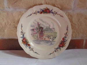 FLACHER TELLER STEINGUT OBERNAI SARREGUEMINES H. LOUX 3 BLUMEN NR. 3 - Bild 1 von 2