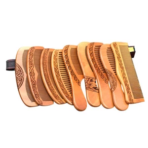 Natural Peach Wood Anti static Healthy Narrow Wide Teeth Massage Wooden Comb CA - Bild 1 von 16