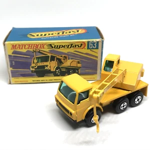 Lesney Matchbox Superfast Dodge Crane Truck No. 63 1970 Yellow - England W/Box - Picture 1 of 19