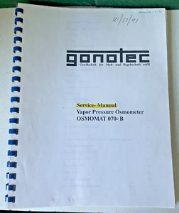 Gonotec Manuale di Servizio per Osmometro Pressione Vapore OSMOMAT 070-B - Foto 1 di 1