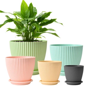 7.5/6.7/6/5/4 Inch Modern Planters for Plants lower Pots w/Drainage Holes Trays - Picture 1 of 5
