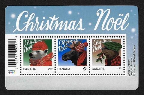 Canada Stamps — Souvenir Sheet — 2015, Christmas / Animals #2879 — MNH Cover
